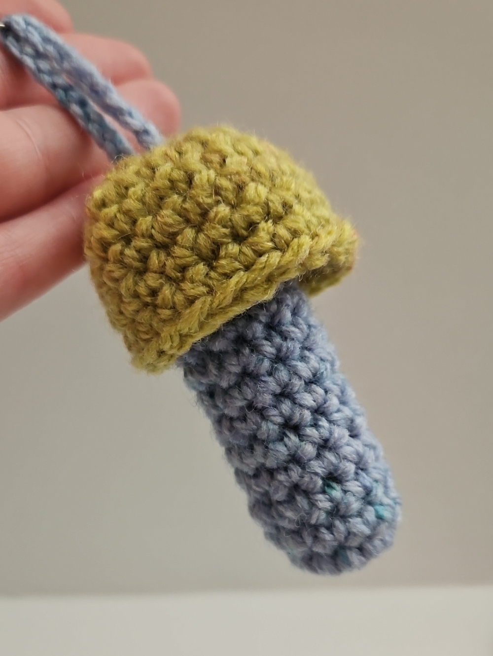 Handmade Mushroom Chapstick Holder Keychain - Blue & Green